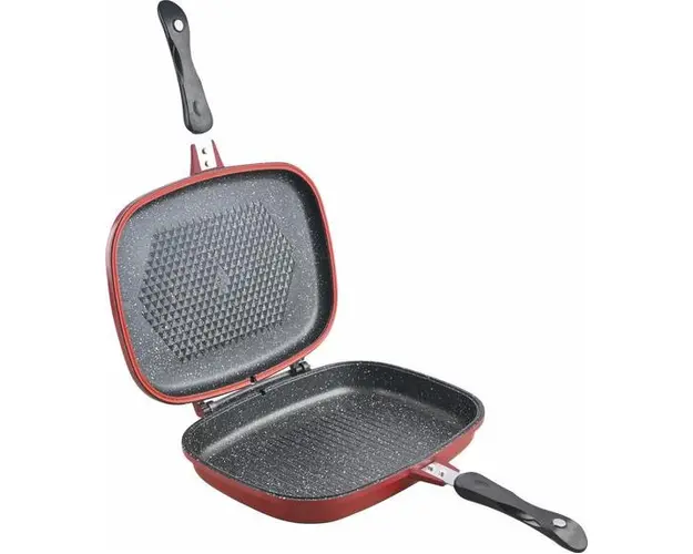 TIGAIE DUBLA DREPTUNGHIULARA TIP GRILL, ALUMINIU, 32x24x7.5 CM, EASY COOK RED, COOKING BY HEINNER