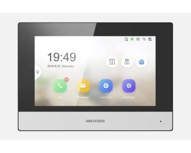 Monitor videointerfon WIFI 7inch color Hikvision DS-KH6320-WTE2; conectare pe 2 fire, ecran LCD 7 color cu touch screeen, rezolutie ecran 1024 x 600; design modern; conectivitate: Wi-Fi 802.11b/g/n; TCP/IP, SIP, RTSP; RS-485, comunicare audio video