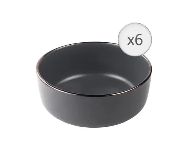Set boluri Heinner CALYPSO HR-WDF-G166, Ceramica, 16 cm, 6 piese (Negru/Auriu)