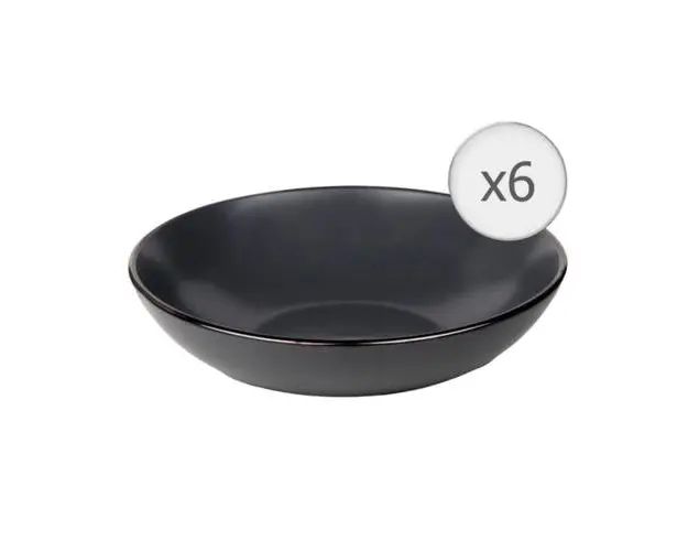 Set farfurii adanci Heinner CALYPSO HR-WDF-G206, Ceramica, 20 cm, 6 piese (Negru)