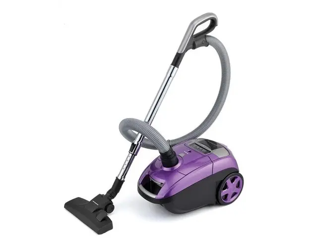 Aspirator cu sac Heinner HVC-VBS750PP, 750 W, Putere de aspirare: 200W, Filtru HEPA H11, 2.5 L, Tub telescopic metalic, Perie ECO pentru podele, Accesoriu pentru spatii inguste (Negru/Mov)