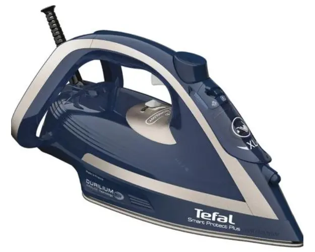 Fier de calcat Tefal Smart Protect Plus FV6872E0, 2800W, jet de abur 260 g/min, abur variabil 0-40 g/min, colector anticalcar, oprire automata (Albastru/Gri)