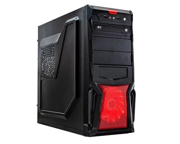 Calculator Sistem PC Gaming Interlink, Intel Core i3-4130 3.40GHz, 8GB DDR3, 120GB SSD + 500GB SATA, Placa video AMD Radeon RX550 4GB GDDR5, DVD-RW (Negru)