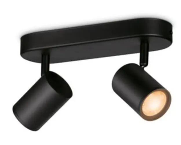 Spot inteligent WiZ Imageo, Wi-Fi, Bluetooth, RGB, 2x4.9W, 690 lm, lumina colorata, metal (Negru)