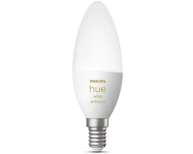 Bec LED inteligent Philips Hue B39, Bluetooth, Zigbee, E14, 4W (25W), 470 lm, lumina ambianta alba (2200-6500K)