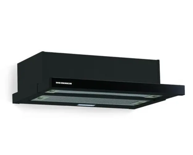 Hota incorporabila telescopica Heinner HTCH-490GBK, 413.5 mc/h, 1 Motor, Lumina LED, 2 Filtre aluminiu (Negru)