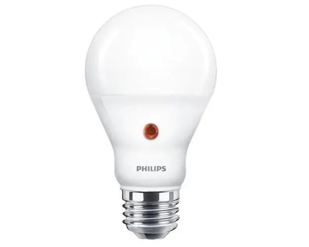 Bec LED cu senzor de lumina Philips A60, EyeComfort, E27, 7.5W (60W), 806 lm, lumina alba calda (2700K)