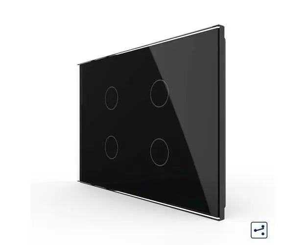 Intrerupator cvadruplu cap scara / cruce cu touch Livolo din sticla, standard Italian  Serie noua (Negru)