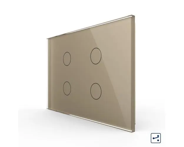 Intrerupator cvadruplu cap scara / cruce cu touch Livolo din sticla, standard Italian  Serie noua (Auriu)