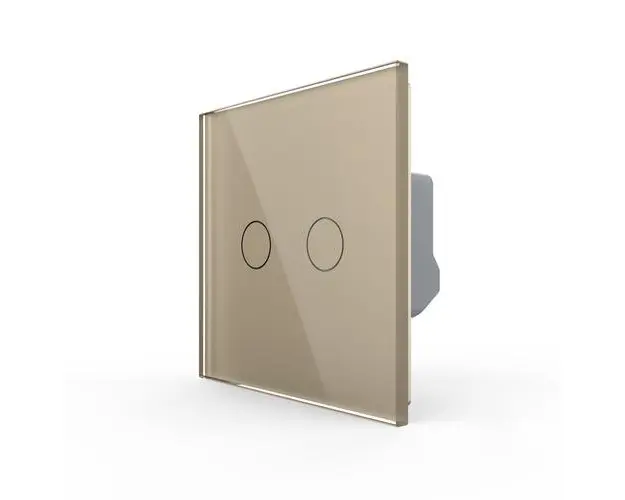 Intrerupator Dublu LIVOLO cu Touch din Sticla Securizata  Serie Noua (Auriu)