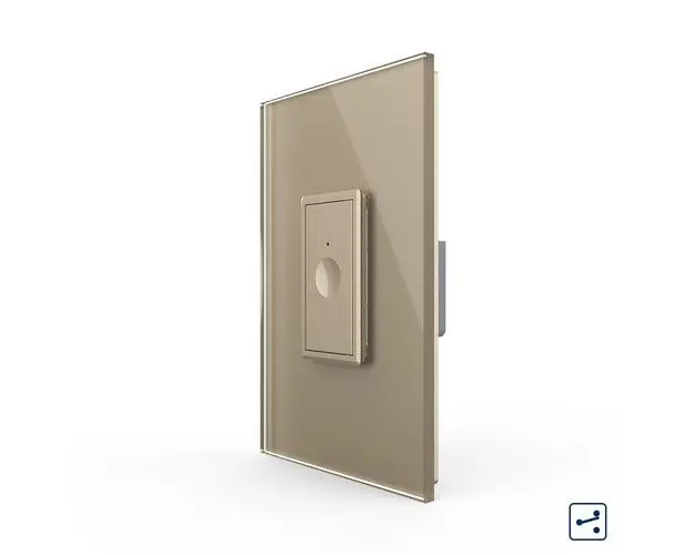 Intrerupator Simplu Cap Scara / Cruce cu Touch Livolo cu Rama Din Sticla 1M  Serie Noua (Auriu)