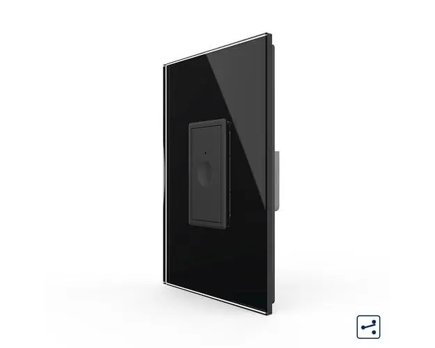 Intrerupator Simplu Cap Scara / Cruce cu Touch Livolo cu Rama Din Sticla 1M  Serie Noua (Negru)