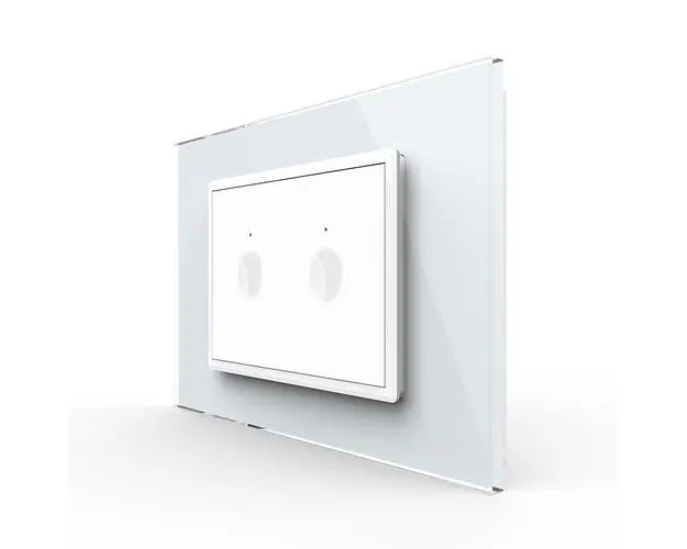 Intrerupator dublu cu touch Livolo cu rama din sticla, standard Italian  Serie noua (Alb)