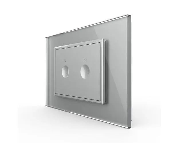 Intrerupator dublu cu touch Livolo cu rama din sticla, standard Italian Serie noua (Gri)