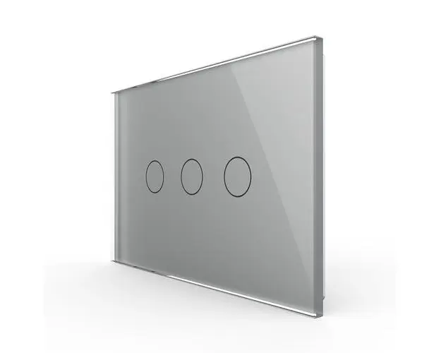 Panou intrerupator triplu cu touch Livolo din sticla, standard Italian Serie noua (Gri)