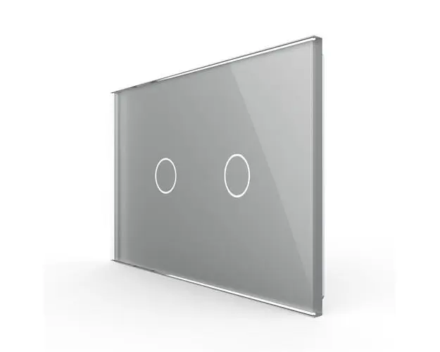 Panou intrerupator dublu cu touch Livolo din sticla, standard Italian Serie noua (Gri)