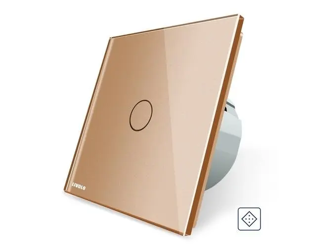 Intrerupator simplu cu revenire / contact uscat Livolo cu touch din sticla (Auriu)