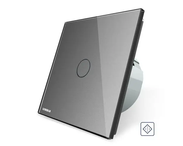 Intrerupator simplu cu revenire / contact uscat Livolo cu touch din sticla (Gri)