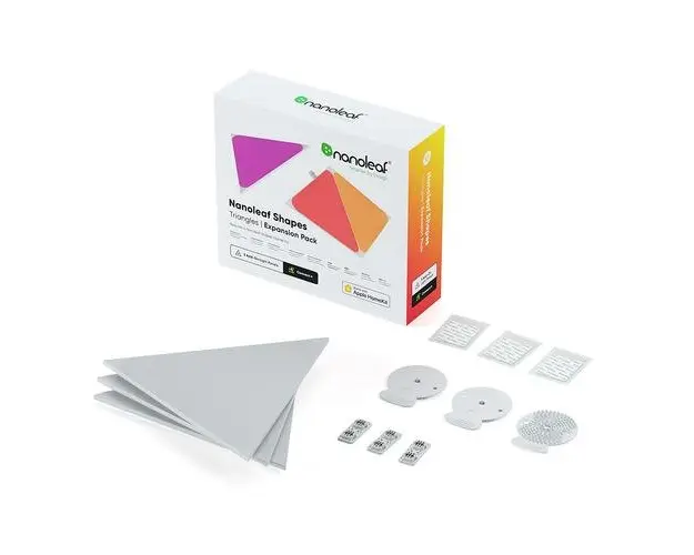 Pachet 3 Panouri luminoase Nanoleaf Shapes Triangles, 16 Milioane culori, Iluminare LED RGBW, Temperatura culoare reglabila