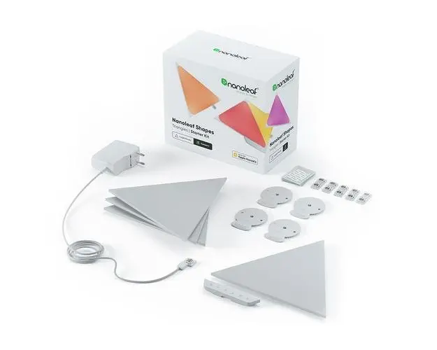 Kit 4 Panouri luminoase Nanoleaf Shapes Triangles, 16 Milioane culori, Iluminare LED RGBW, 320 Lumeni