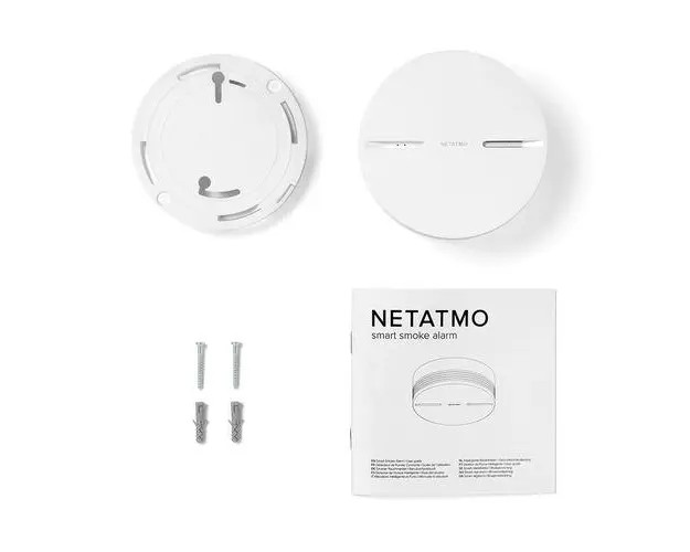 Senzor de fum Netatmo, Wireless, Volum 85 dB, Notificari aplicatie, Functionare fara Hub (Alb)
