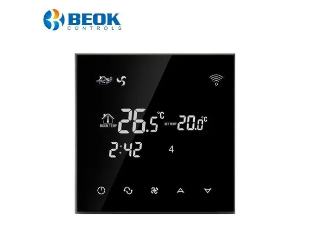 Termostat cu fir pentru aer conditionat BeOk TGT70WIFI-AC2, Control de pe telefonul mobil, Compatibil cu sisteme HVAC