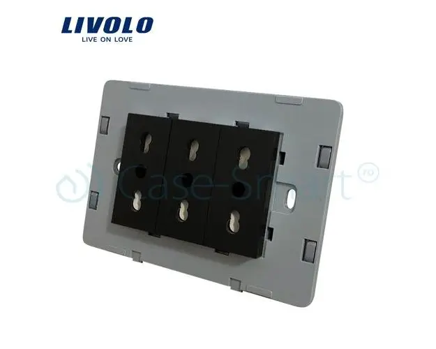 Modul priza tripla LIVOLO standard italian (Negru)