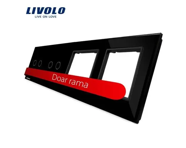 Panou 2 intrerupatoare duble cu touch si 2 prize LIVOLO din sticla (Negru)