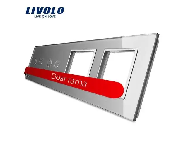 Panou 2 intrerupatoare duble cu touch si 2 prize LIVOLO din sticla (Gri)