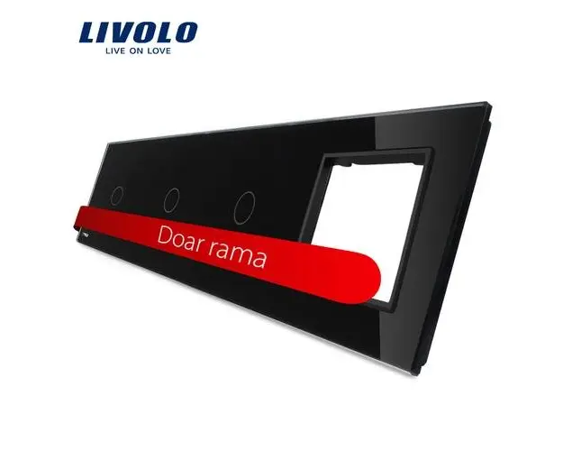 Panou intrerupator simplu+simplu+simplu cu touch + priza LIVOLO din sticla (Negru)