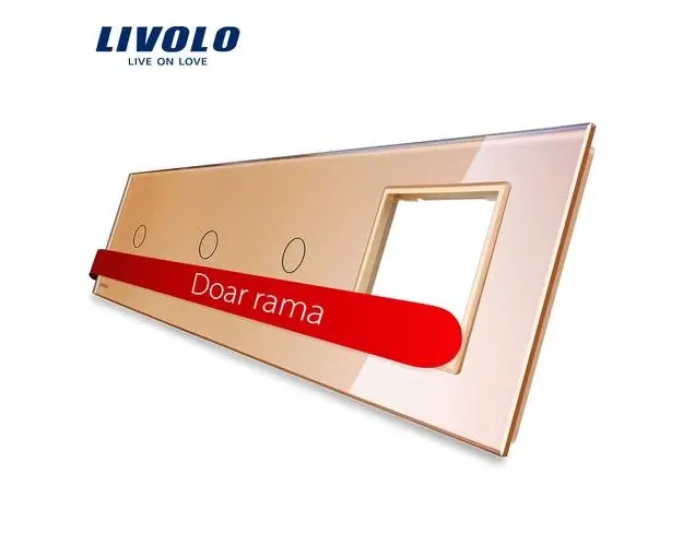 Panou intrerupator simplu+simplu+simplu cu touch + priza LIVOLO din sticla (Auriu)