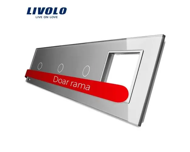 Panou intrerupator simplu+simplu+simplu cu touch + priza LIVOLO din sticla (Gri)