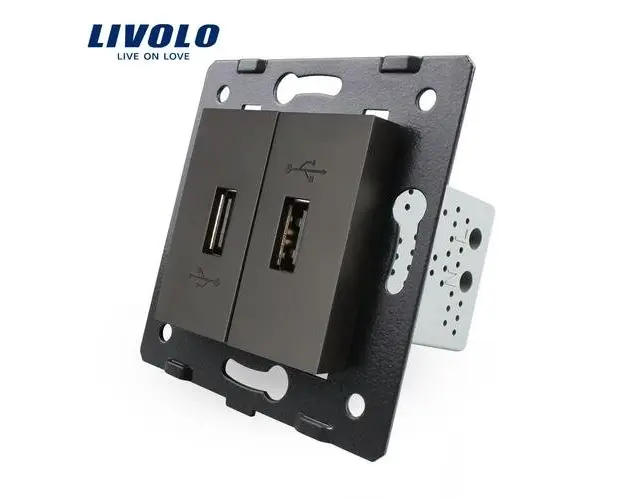Priza Dubla USB Livolo (Negru)