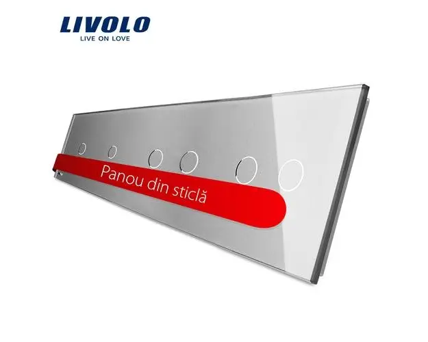Panou intrerupator simplu+simplu+dublu+dublu cu touch LIVOLO din sticla (Gri)