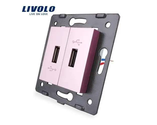Priza Dubla USB Livolo (Roz)