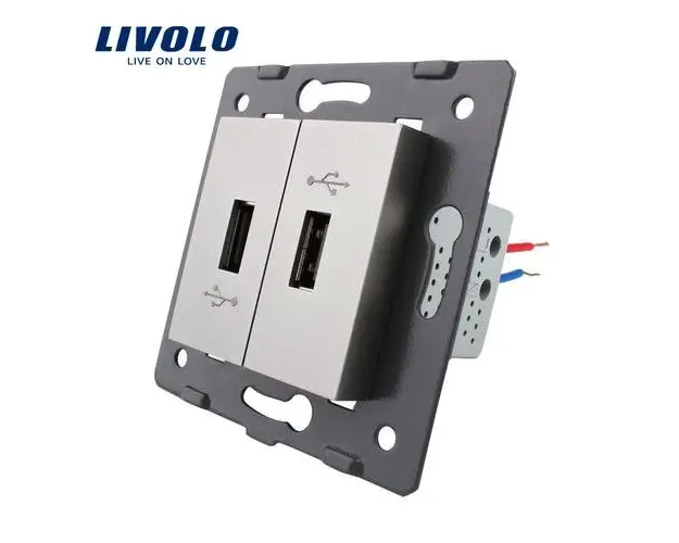Priza Dubla USB Livolo (Gri)