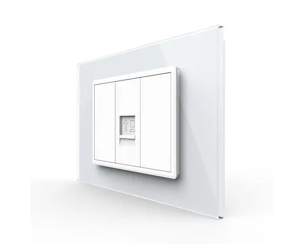 Priza internet Livolo cu rama din sticla  standard italian (Alb)