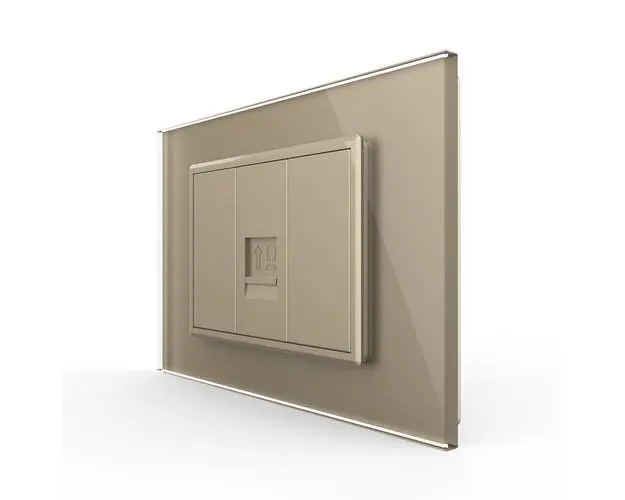 Priza internet Livolo cu rama din sticla  standard italian (Auriu)