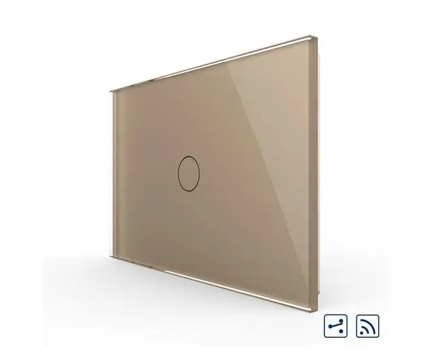 Intrerupator cap scara/cruce wireless cu touch Livolo din sticla  standard italian (Auriu)
