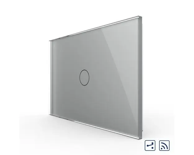 Intrerupator cap scara/cruce wireless cu touch Livolo din sticla  standard italian (Gri)