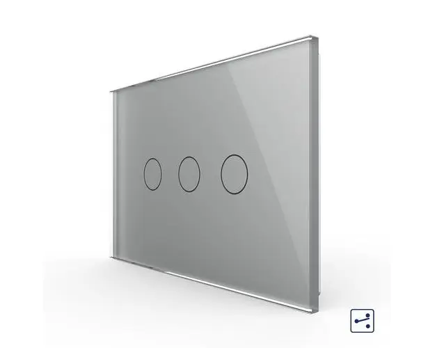 Intrerupator triplu cap scara / cruce cu touch Livolo din sticla, standard italian  Serie noua (Gri)