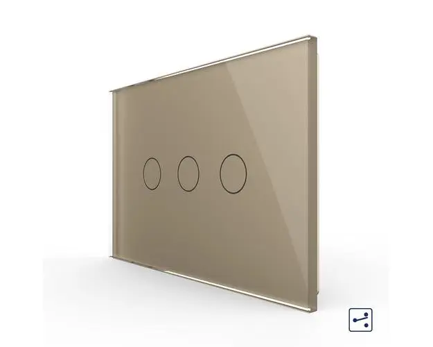 Intrerupator triplu cap scara / cruce cu touch Livolo din sticla, standard italian  Serie noua (Auriu)