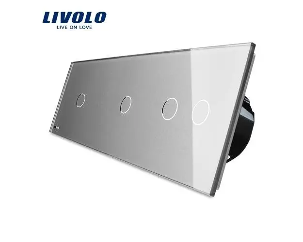 Intrerupator cu touch simplu+simplu+dublu LIVOLO din sticla (Gri)