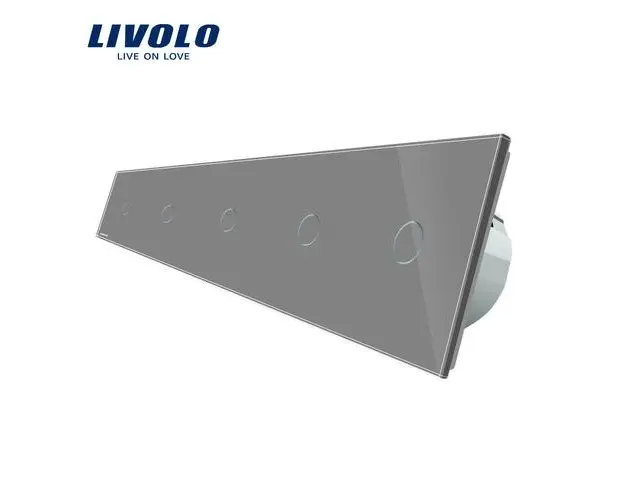 Intrerupator LIVOLO cu touch din sticla cu 5 intrerupatoare simple (Gri)