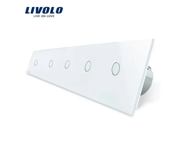 Intrerupator LIVOLO cu touch din sticla cu 5 intrerupatoare simple (Alb)