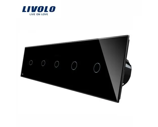 Intrerupator LIVOLO cu touch din sticla cu 5 intrerupatoare simple (Negru)