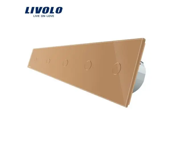 Intrerupator LIVOLO cu touch din sticla cu 5 intrerupatoare simple (Auriu)