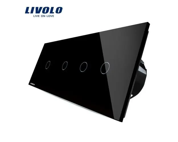 Intrerupator LIVOLO cu touch din sticla cu 4 intrerupatoare simple (Negru)
