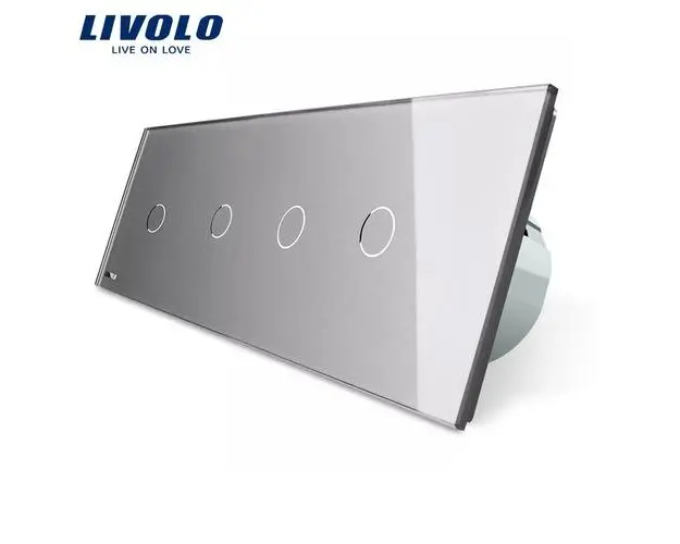 Intrerupator LIVOLO cu touch din sticla cu 4 intrerupatoare simple (Gri)