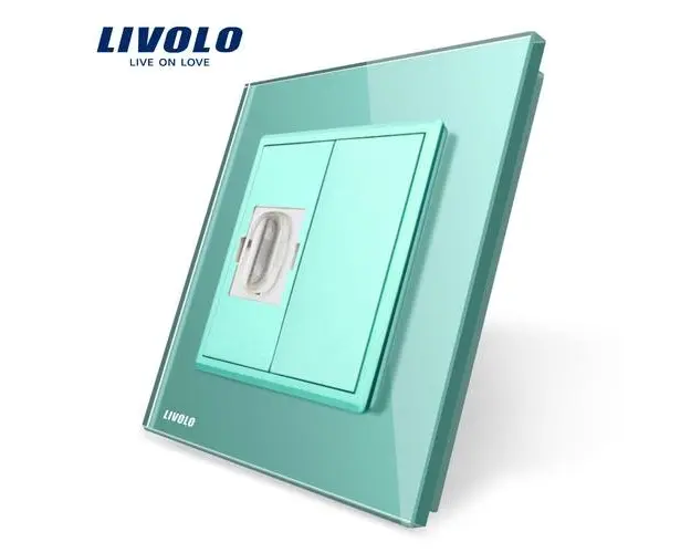 Priza simpla HDMI Livolo cu rama din sticla (Verde)